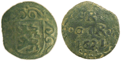 Reckheimse imitatie-Duit (brons), Fricir 1621
