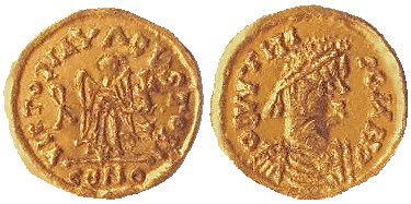 Frankische gouden Tremisses, 7e eeuw