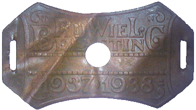 Rijwielbelastingplaatje 1937-1938 (van werkeloze)