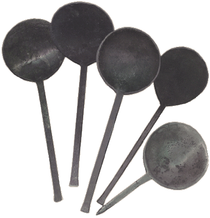 Diverse tinnen lepels, 1600-1725