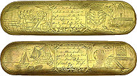 Versierde messing tabaksdoos 1761