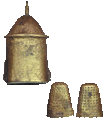 Dopje vingerhoedenkoker + 2 vingerhoeden 1500-1550