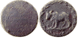 Bronzen penning van een ´slagersgilde´(Vleeschhouwersgilde)